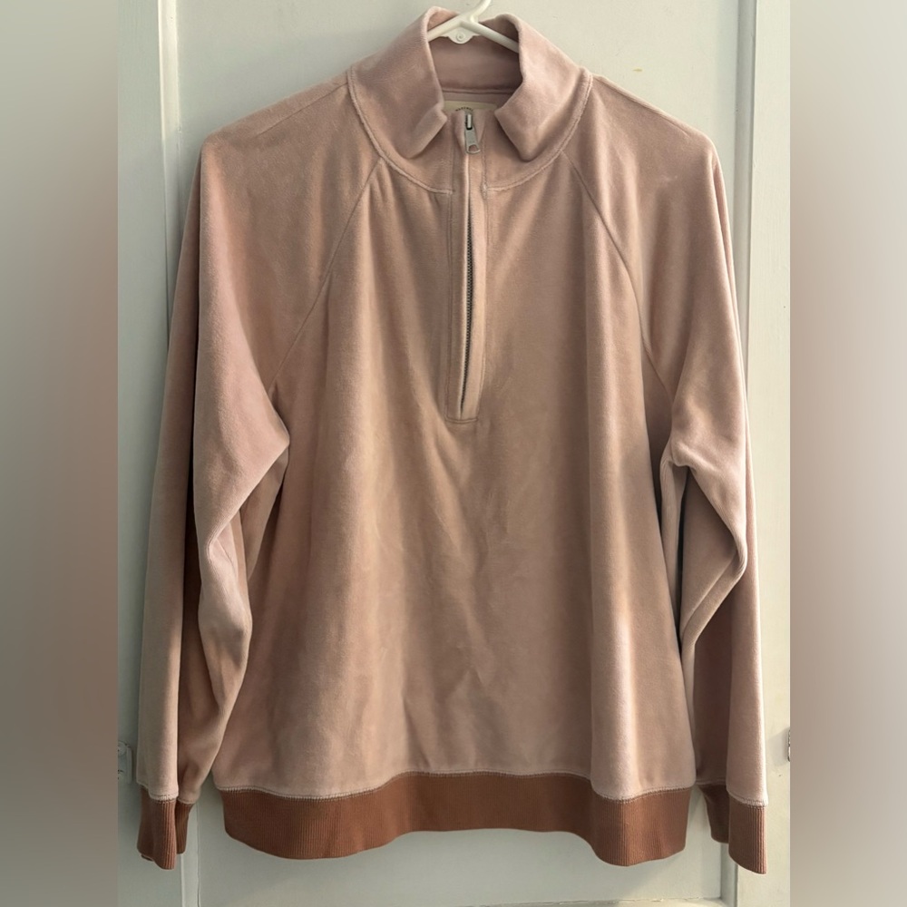 Madewell MWL Velour Half-Zip Sweatshirt Size Large